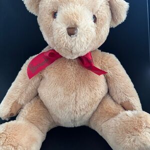 Harrods Tan Teddy Bear with Red Bow